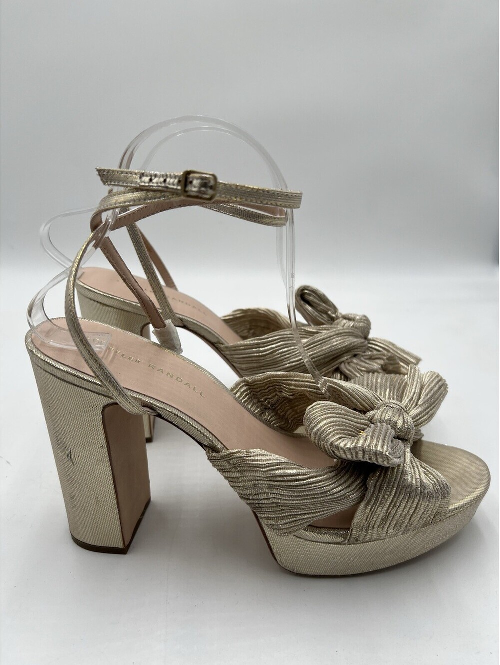 Loeffler Randall Natalia Pleated Platform Sandals in platinum gold Size 10B